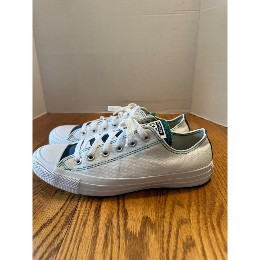 Converse Chuck Taylor All Star Low Top White Green Navy Blue Unisex Sneakers